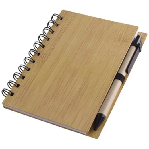 Bamboo Mid-Size Notebook & Pen Black-Brown